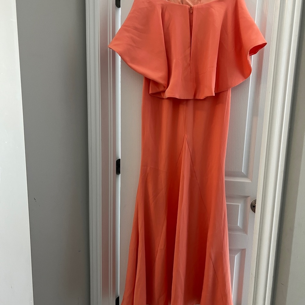 Pink Ruffled Off-the-Shoulder Long Gown - Picture 4 of 5